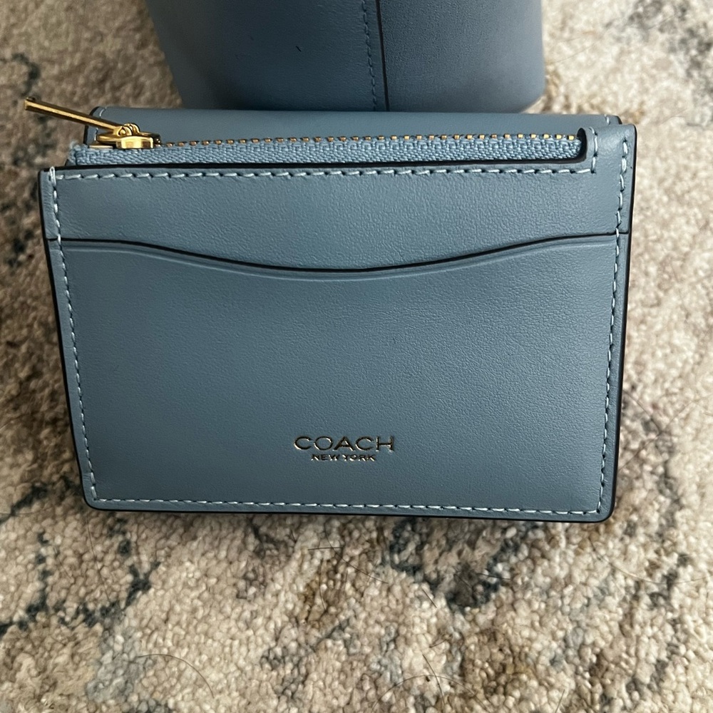 Coach Slate Blue Leather Shoulder Bag and wallet bundle - Picture 5 of 7